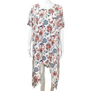 Jessica London Women’s White Paisley Floral Asymmetrical Shift Dress Size 18